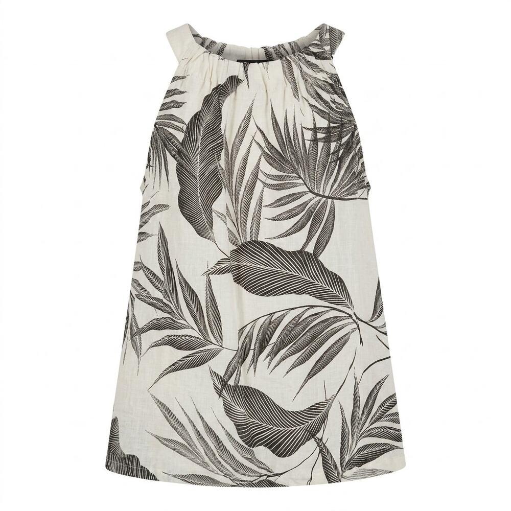 Tahari 100% Linen Floral Sleeveless Lightweight Tank Top Women Size XS